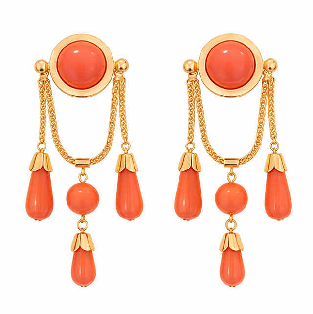 Pendientes cadena coral 