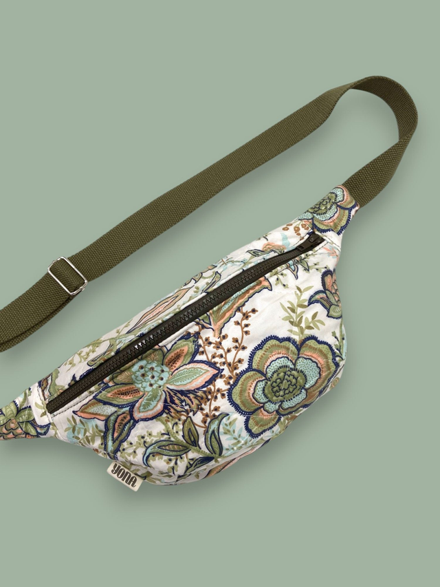 Banane Matelassée Fleurie Kaki