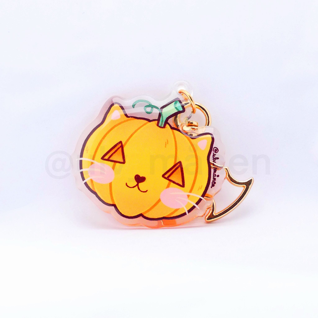 Porte clef chat citrouille