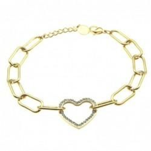 Bracciale donna in acciaio con catena bijoux e cuore