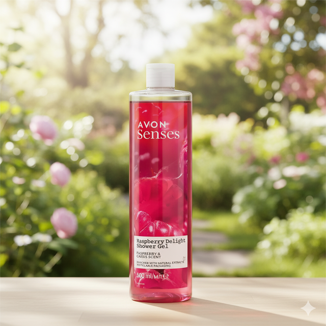 Gel douche Délice Framboises/Cassis (Avon)