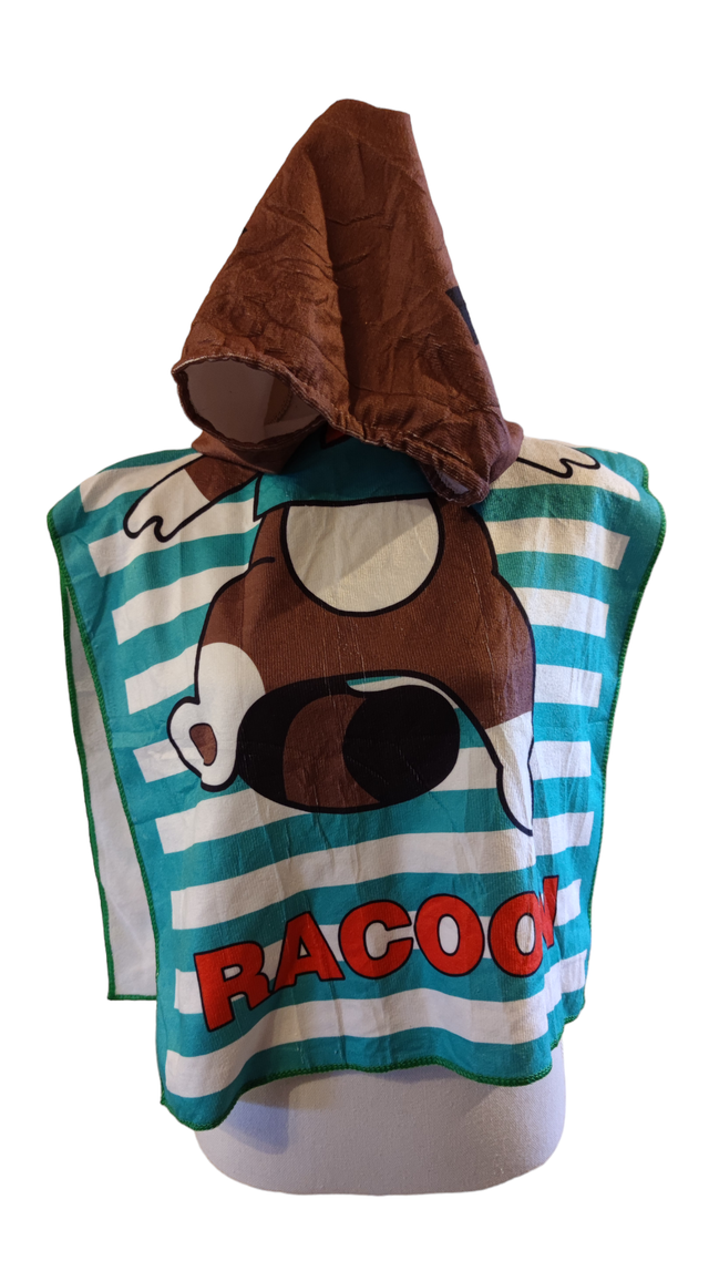 Poncho de bain avec capuche raton laveur 