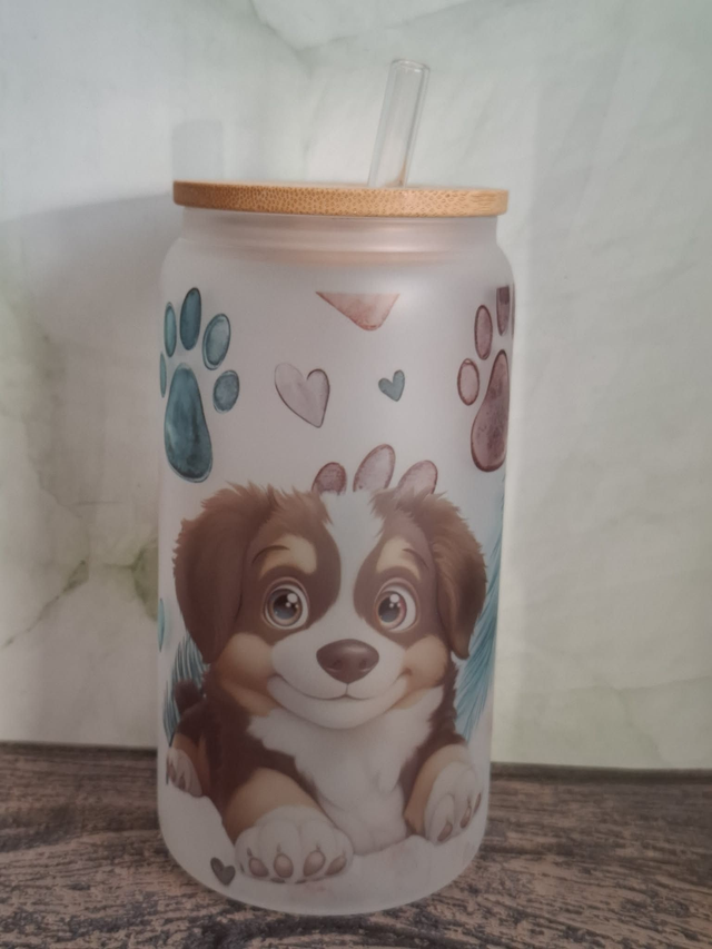 Verre givré chien rigolo version 2