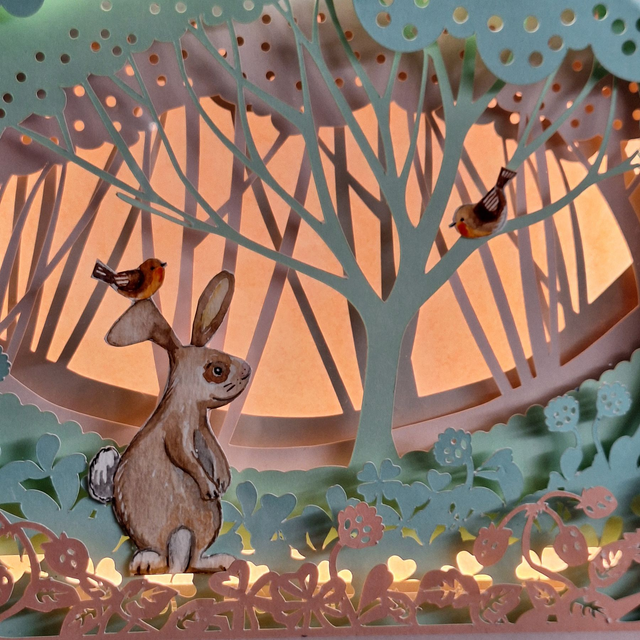 Shadow Box "Coniglio" con luce Led