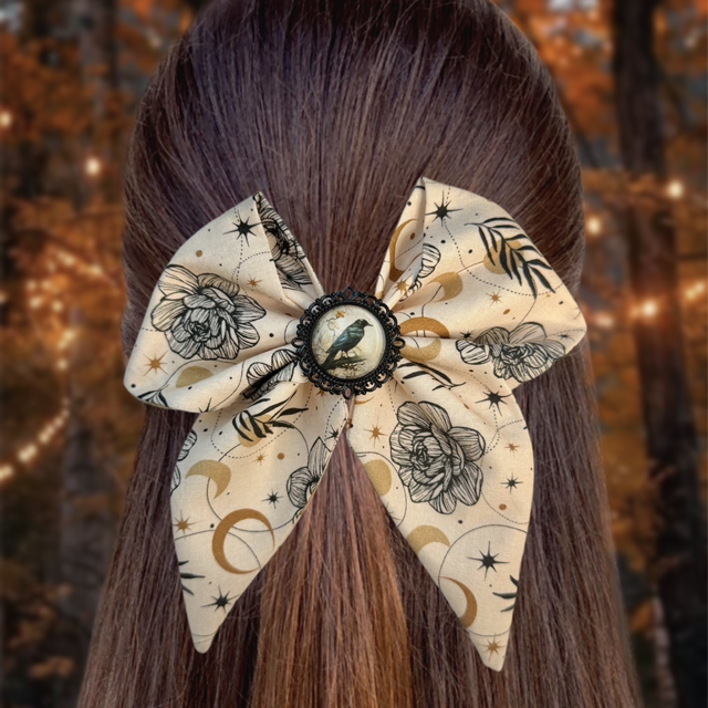 Barrette à cheveux - Corbeau lune