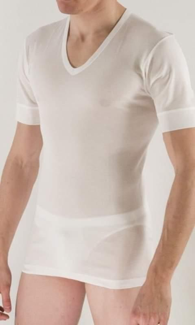 Maglia M/M Scollo V Filo Di Scozia Bianco 