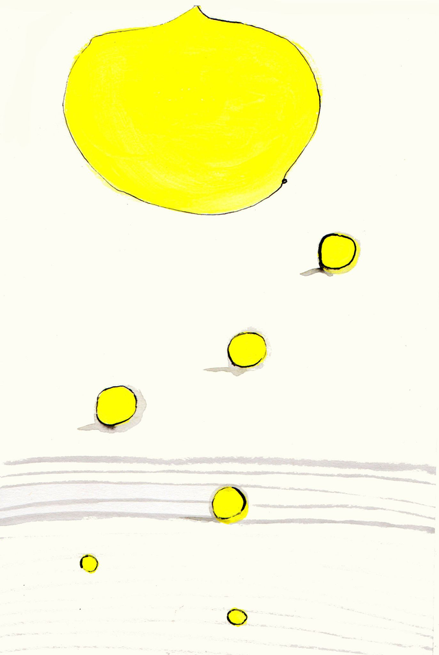 Encre de chine originale des « Comptines du week-end »  . Titre : C'est l'éphémère qui nous sourit