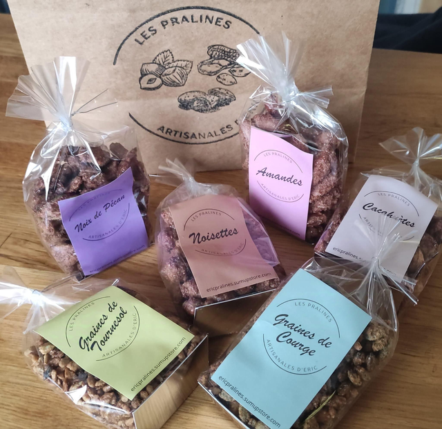 Sac cadeau 6 petits paquets de Pralines différentes