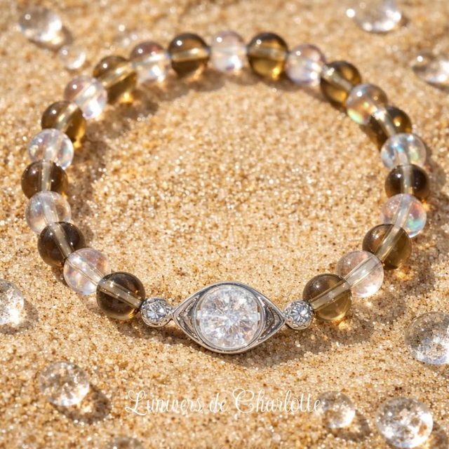 Bracelet "Quartz fumé" - Perle 6 mm - REF09