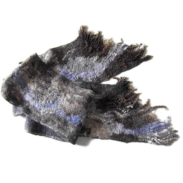 Sciarpa grigia infeltrito di lana unisex