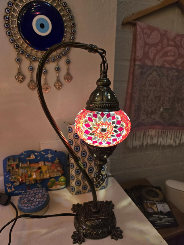 Small Mosaic Swanneck Table Lamp