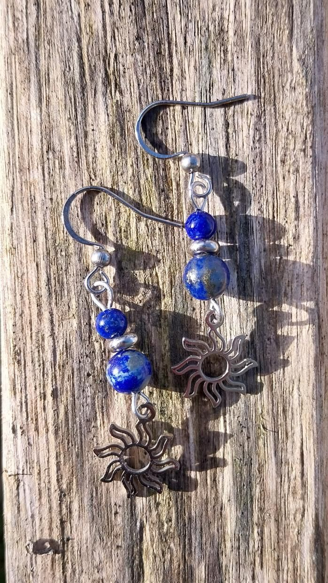 Boucles "Soleil" en Lapis Lazuli et acier inoxydable 