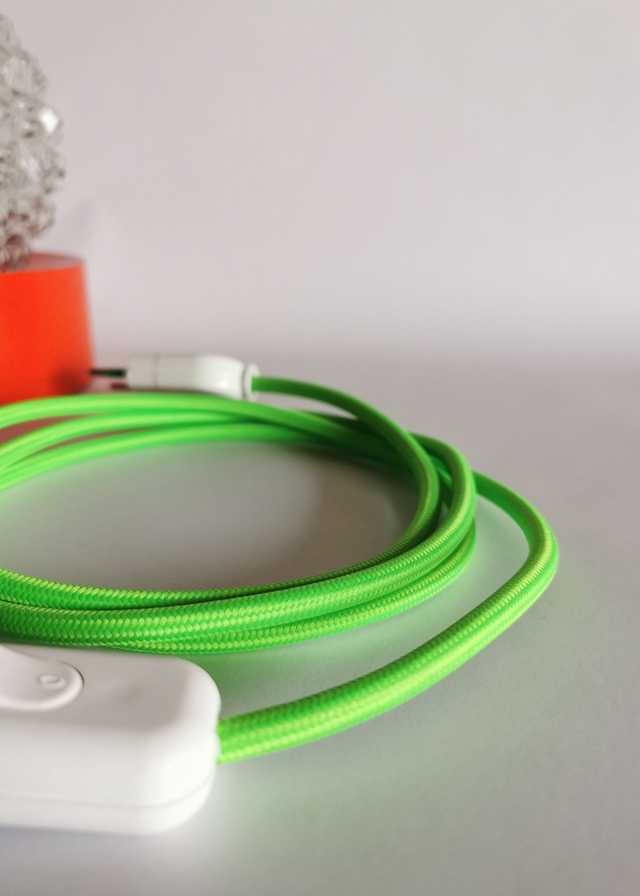 Lampe salon chevet bureau vintage boule verre transparent orange