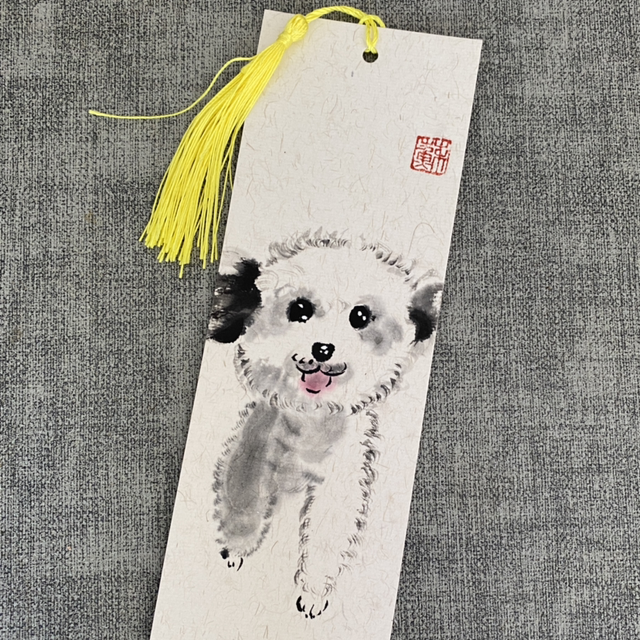 Original hand painted dog bookmark