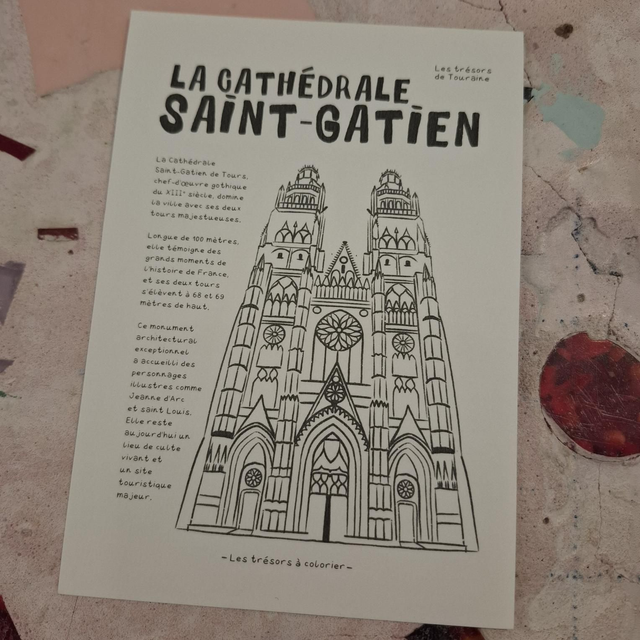 Lale-28 coloriage carte A6 cathédrale 