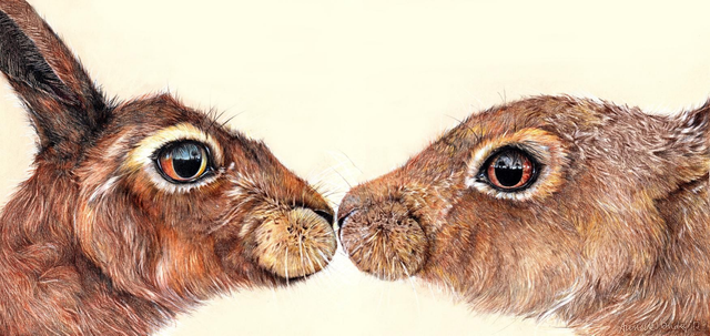 Kissing Hares Original SOLD