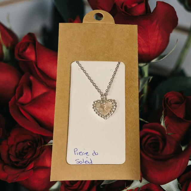 Collier cœur strass Pierre de Soleil