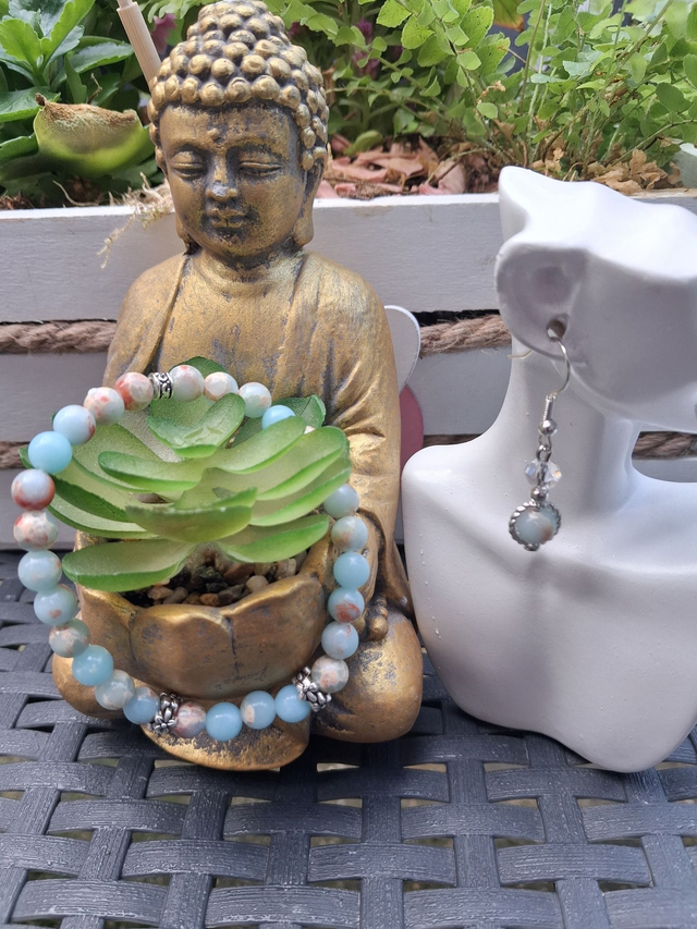 Bracelet Shoushan + boucles d'oreilles 