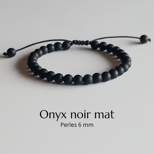 Bracelet ajustable en Onyx mat