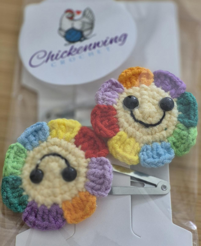 Colourful smiley hair clips