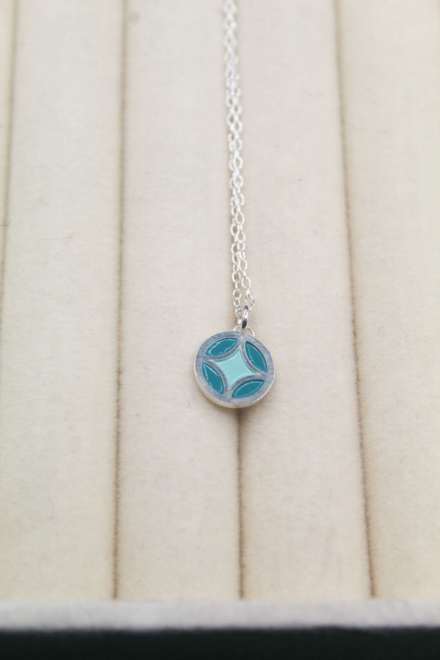 Pendentif émaillé étoile | Turquoise & bleu canard