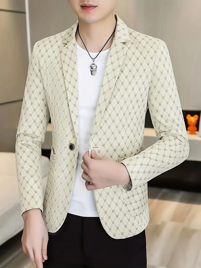 Men's Stylish Black &amp; White Houndstooth Tweed Blazer