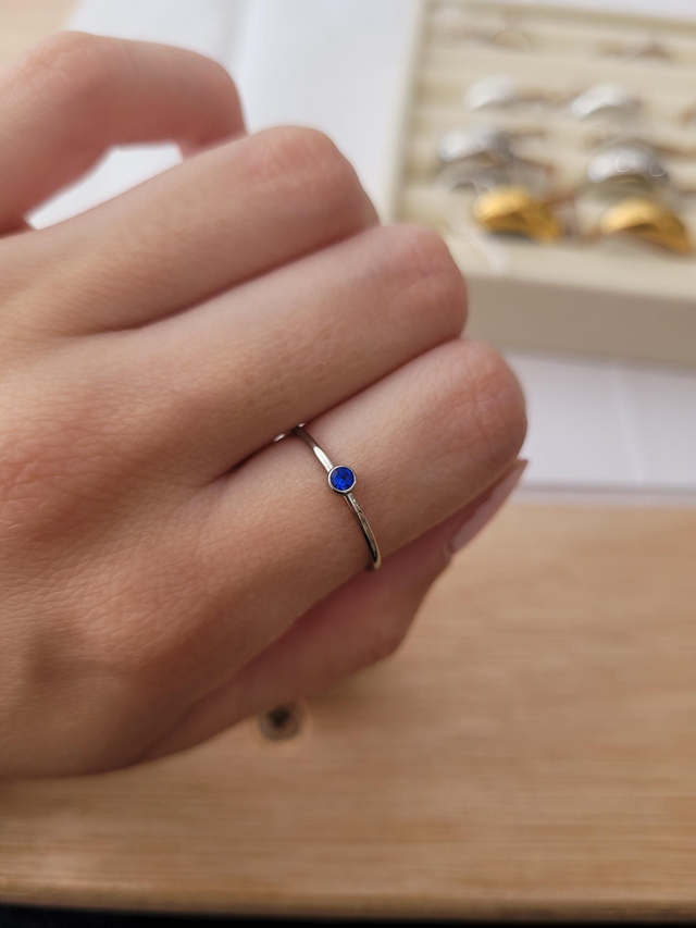 Stainless steel birthstone ring - September - Size L - SL-032