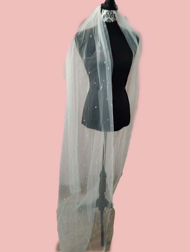 Voile mariée long perlé simple 200 cm