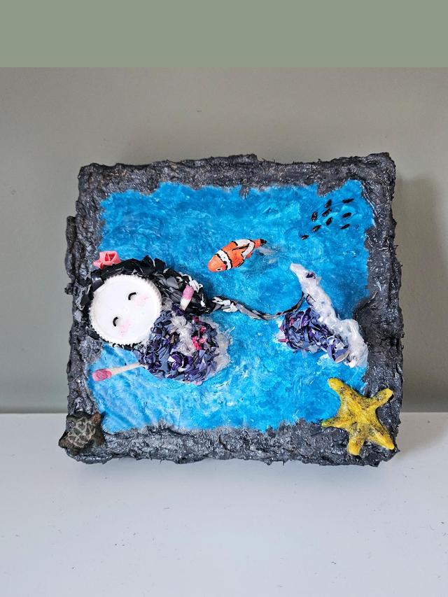 Flat Angle | ECO Handmade | Mermaid &amp; Jellyfish &amp; Starfish ＆ Sea Turtle Happy Gathering in the Sea | Unique | Art Decor | 3D | Recycled Foam &amp; Flour Hanging Table Decor