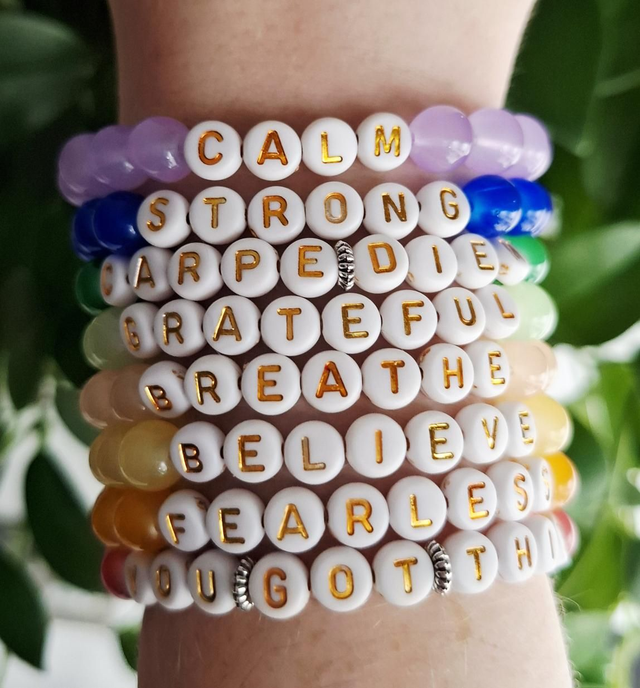 positive wellbeing beaded bracelet stack set of 8