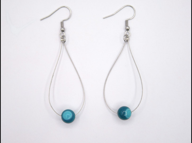 Boucles d'oreilles gouttes 1 agate bleue