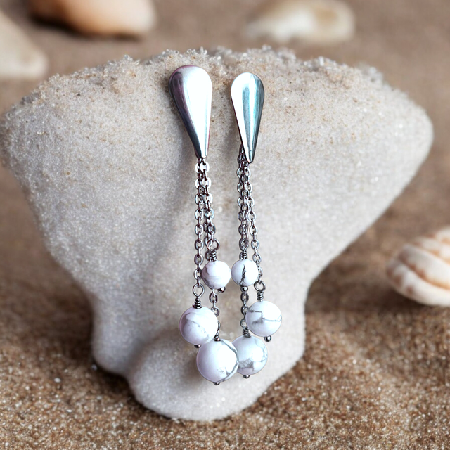 Boucles d’oreilles LYSEA - howlite blanche