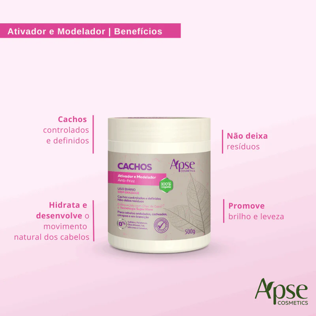 Creme Finalizador Ativador e modelador cachos Apse 500g