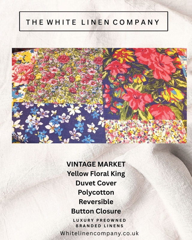 VINTAGE MARKET - Yellow Floral &amp; MULTICOLOURED FLORAL - KING  DUVET COVER