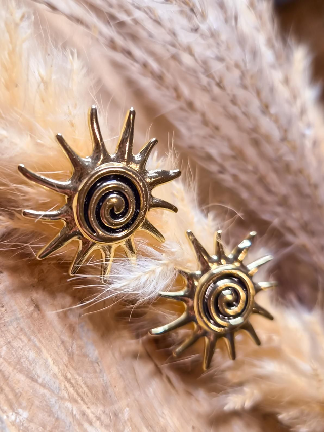 Boucles d'oreilles "Soleils" - Modèle doré et noir