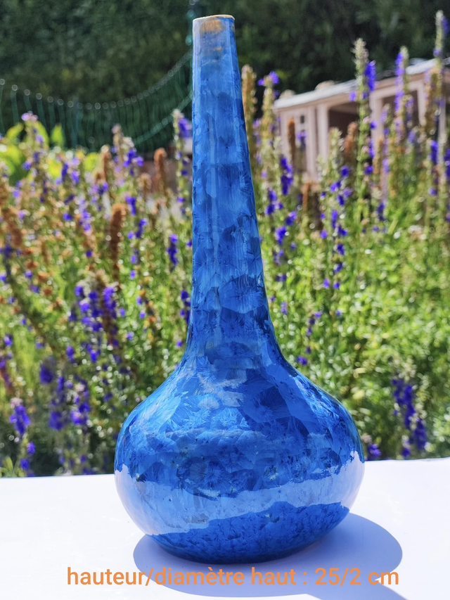 Beau soliflore émaux cristallisants bleus 