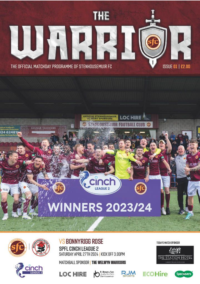 Trophy Day Full Colour Matchday Programme | Stenhousemuir v Bonnyrigg Rose | 27.04.24