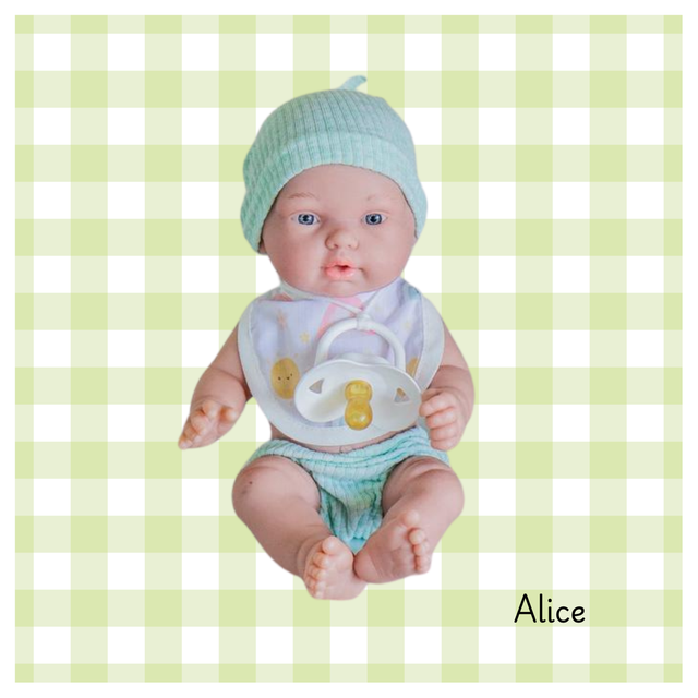 Poupée tétine, couleur vert pâle 