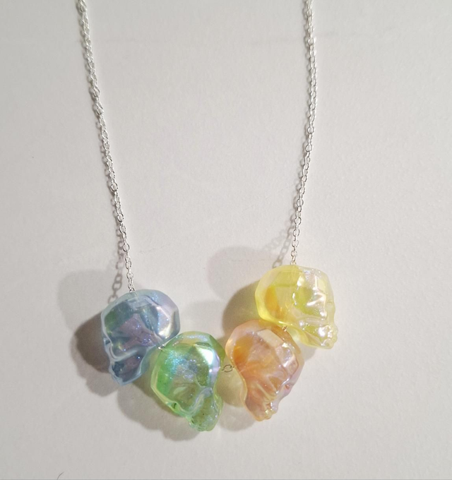 Skull charm necklace with silver chain