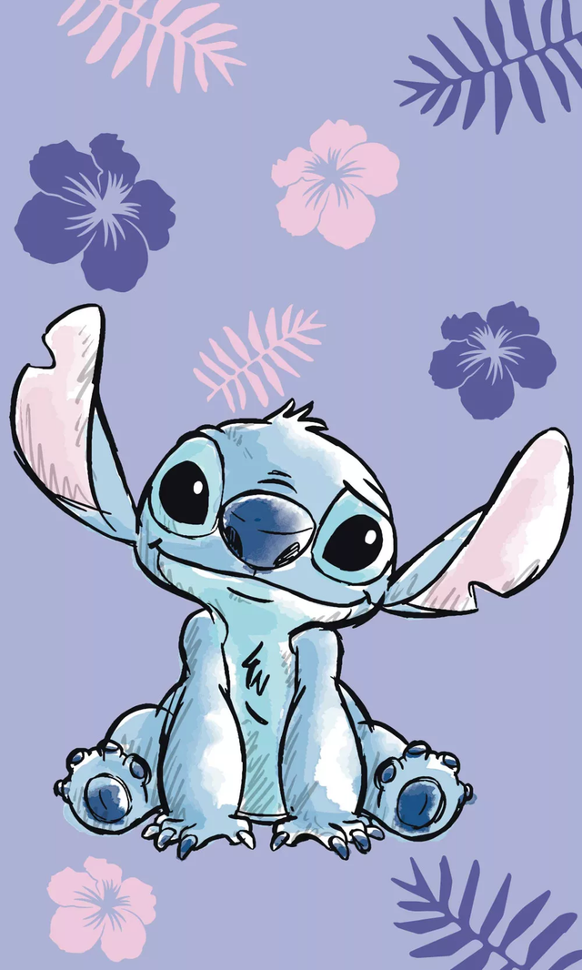 Serviette de toilette violette Disney Lilo &amp; Stitch – 30x50 cm – 100% coton
