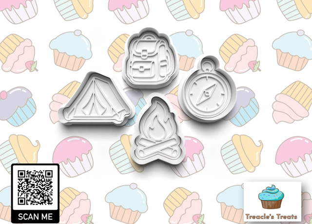 Camping Theme Fondant/cookie stamps with cutters 