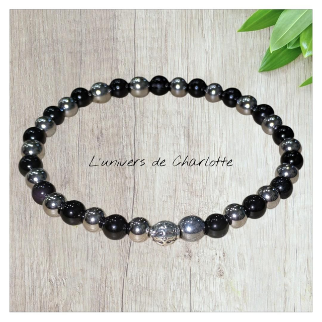 Bracelet "Obsidienne oeil céleste" 6mm BR-120