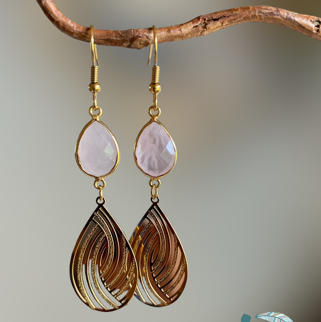 Boucles d’oreilles en Quartz rose