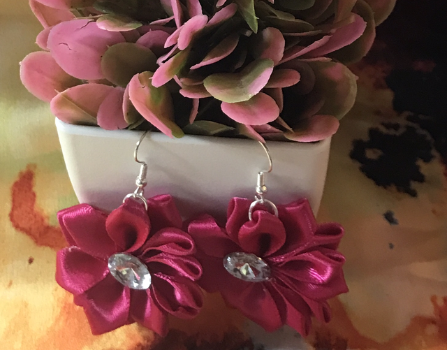 Rose Pink Plain Fabric Earrings - PFE03