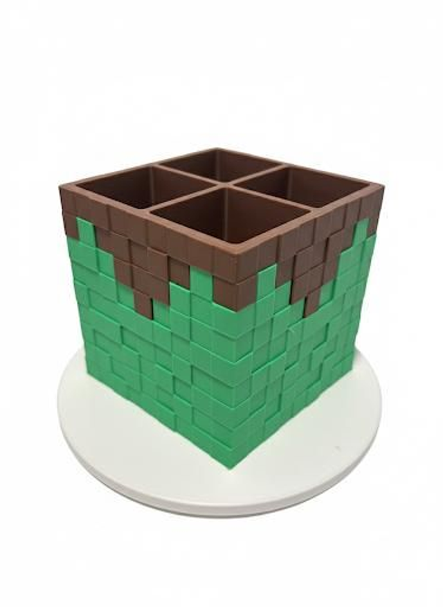 Minecraft Inspired Pencil Pot with four equal sections.