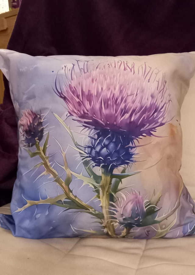 Thistle cushion cover and pad 18" 
