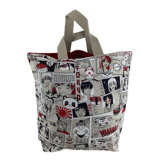 Tote bag Piwi rouge/beige