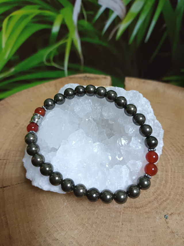 Bracelet en pyrite et cornaline