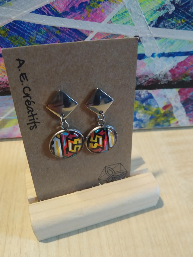 Boucles D&#039;oreilles Cabochons Couleurs Forme 