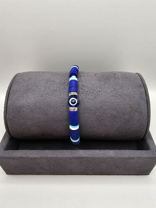 Heishi Clay Bead 'Evil Eye' Bracelet.